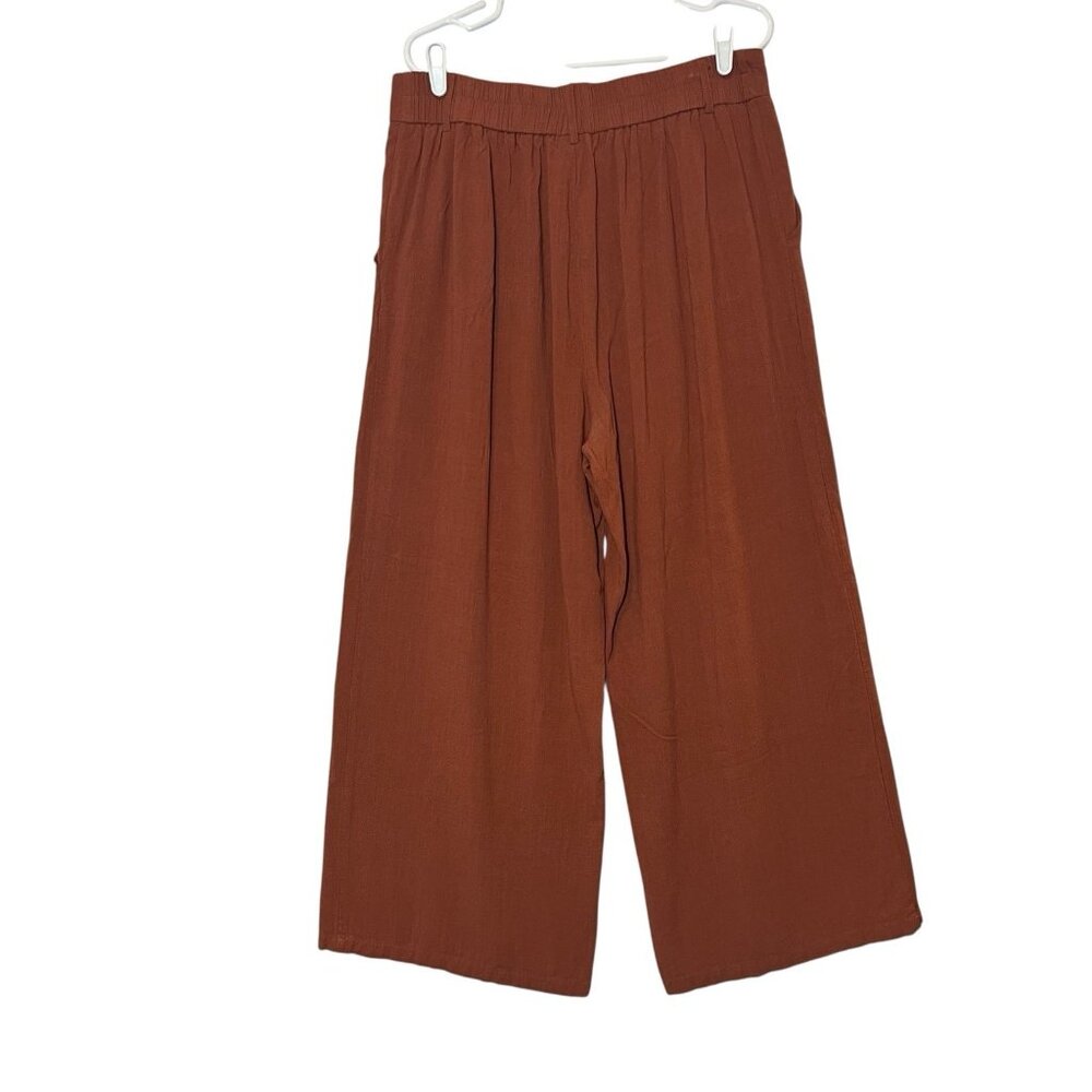 Dokotoo Women’s Linen Pants Casual Loose Wide Leg 2XL Size High Waist Zipper - Picture 3 of 13